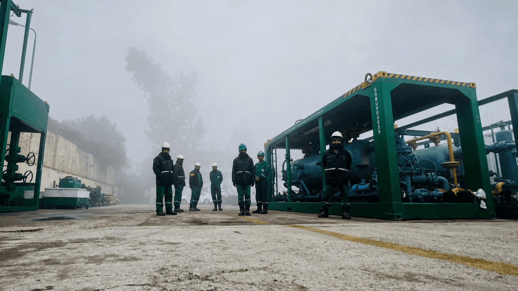 ETS workers in the field in a foggy weather